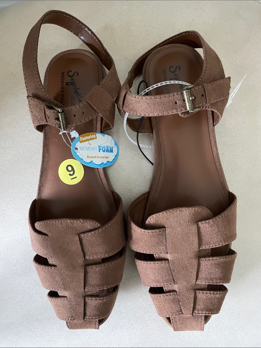 Seychelles Brown Braided Suede Memory Foam Sandals